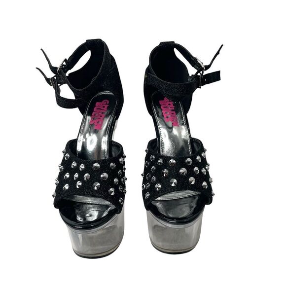 NEW Golden Bulls DETUX-02 studded clear heel‎ Platform heels Size 6 black - Picture 6 of 15